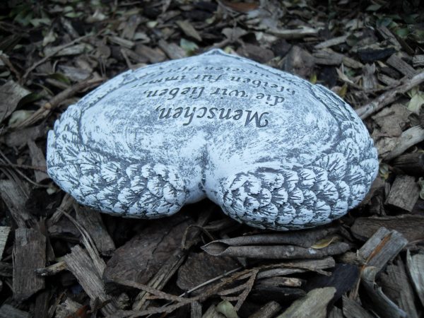 Steinfigur Grabschmuck Herz mit Flügelrand – Bild 4