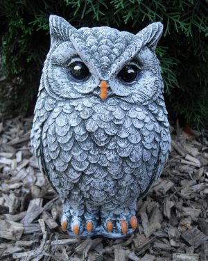 Steinfigur Eule Kautz Schneeeule Frostfest Steinguss Wetterfest