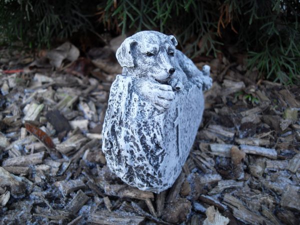 Steinfigur Grabschmuck Hund "Geliebt und unvergessen" Frostfest Haustier Grab – Bild 3