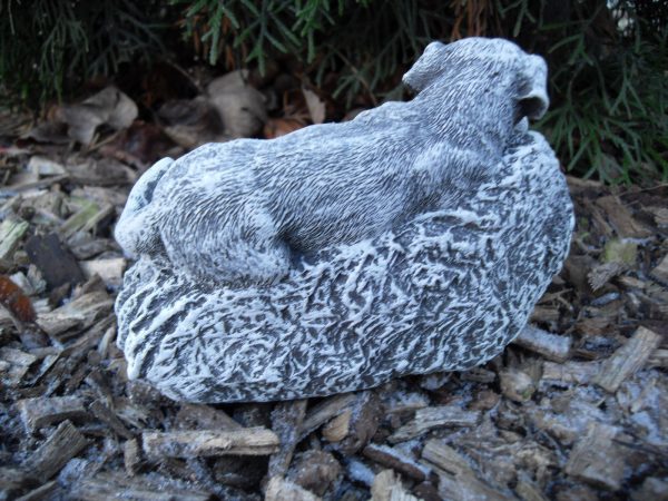 Steinfigur Grabschmuck Hund "Geliebt und unvergessen" Frostfest Haustier Grab – Bild 2