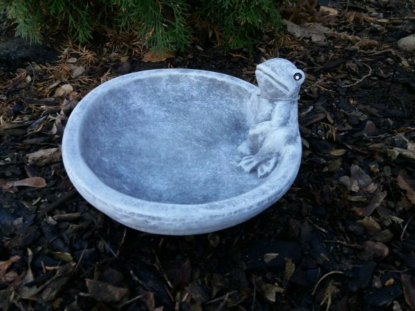 schöne Vogeltränke Frosch Steinguss Frostfest Wetterfest Garten Deko – Bild 3