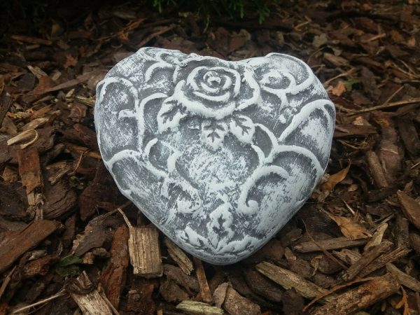 Steinfigur Herz Rose Steinguss Frostfest Wetterfest Haus Garten Grabschmuck – Bild 2