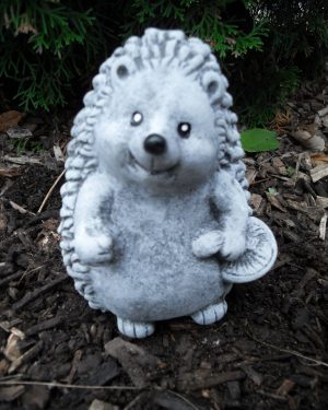 Steinfigur Igel sitzend mit Pilz Frostfest Steinguss Garten Tier Haustier