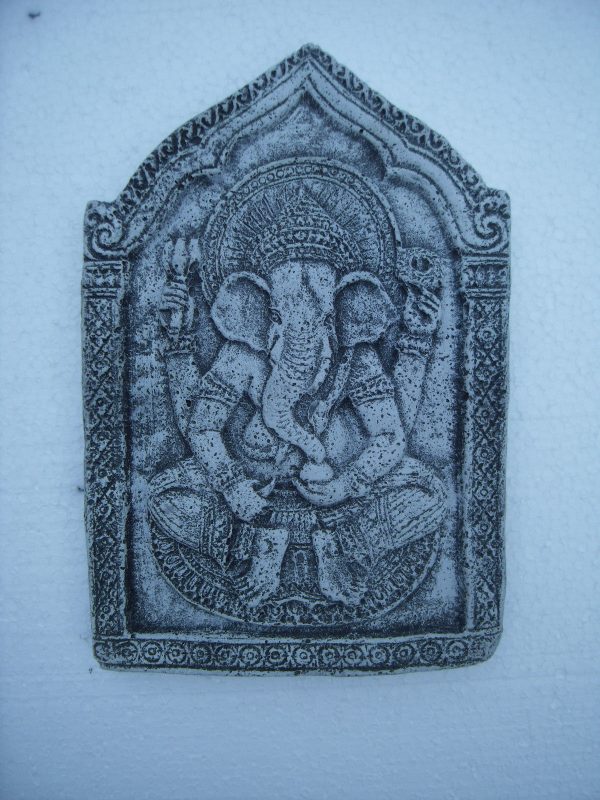 Ganesha Wandrelief aus massiven Steinguss Frostfest Wetterfest Garten – Bild 3