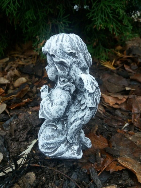 Steinfigur kleiner Engel kniend betend Grabschmuck Frostfest Wetterfest Grab – Bild 3
