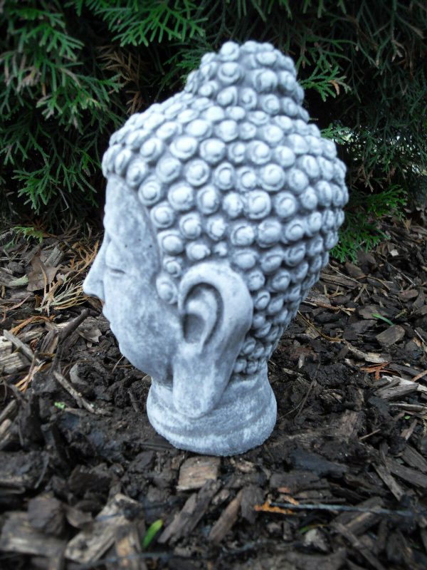 Steinfigur Buddha Shiva Kopf Feng-Shui Frostfest Steinguss Garten Deko – Bild 3