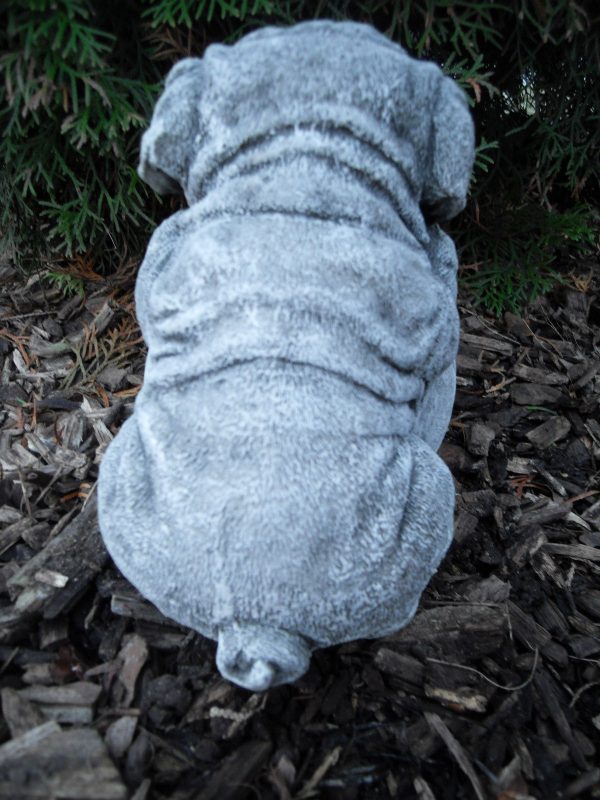 Steinfigur Hund Mops Welpe mit Ball Frostfest Steinguss Hund Garten Haustier – Bild 2