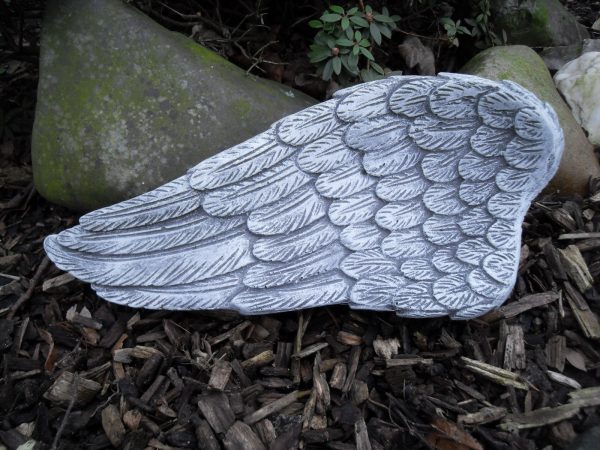 Steinfigur schöner Flügel (32cm) Frostfest Engel Garten Deko Grabschmuck