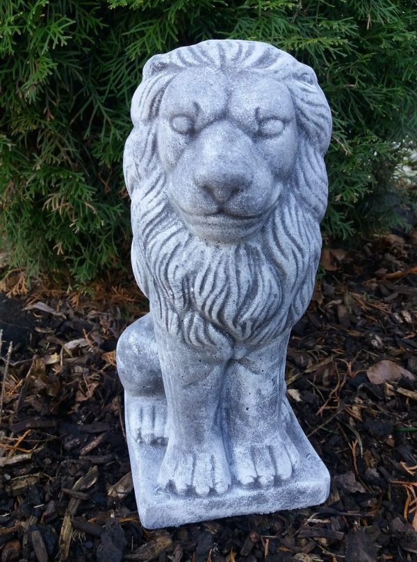 Steinfigur Löwe (32 cm) Frostfest Wetterfest Steinguss Garten Tier Deko