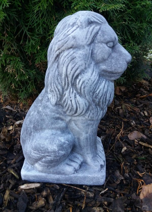 Steinfigur Löwe (32 cm) Frostfest Wetterfest Steinguss Garten Tier Deko – Bild 3