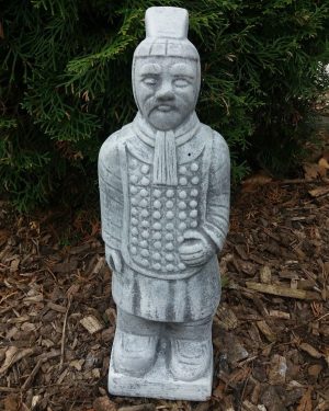 Steinfigur chinesische Krieger stehend (36 cm) Frostfest Terrakotta Krieger