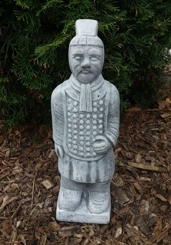 Steinfigur chinesische Krieger stehend (36 cm) Frostfest Terrakotta Krieger