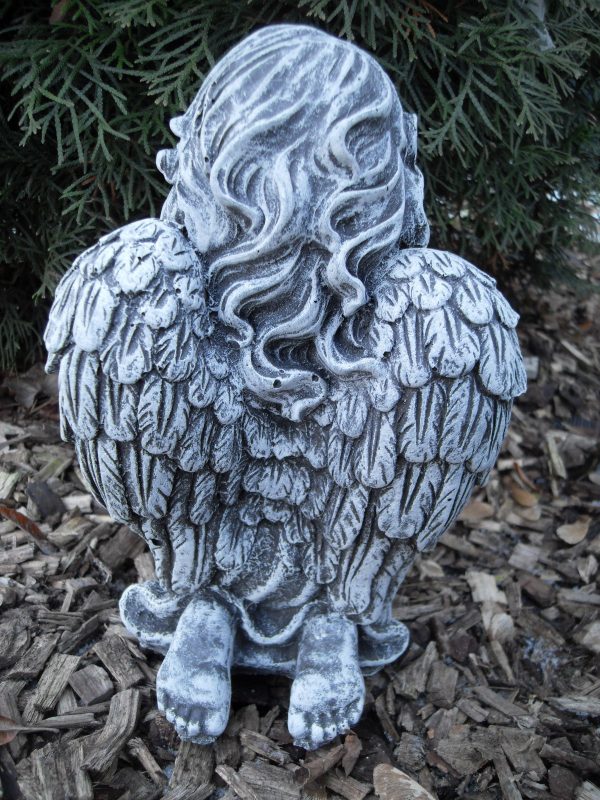 Steinfigur Engel kniend betend Grabschmuck Frostfest Wetterfest Grab Garten Deko – Bild 2