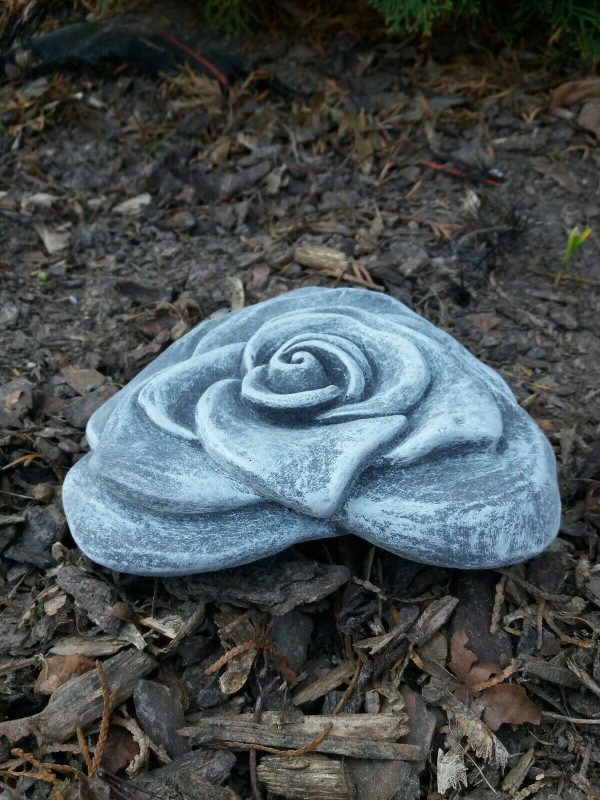 Steinfigur Herz Rosenherz Rosenblüte Grabschmuck Grabherz Frostfest Steinguss – Bild 5