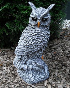 Steinfigur große Eule / Kautz (tolle Struktur) 38cm Frostfest Steinguss