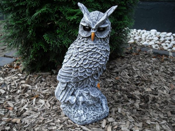 Steinfigur große Eule / Kautz (tolle Struktur) 38cm Frostfest Steinguss