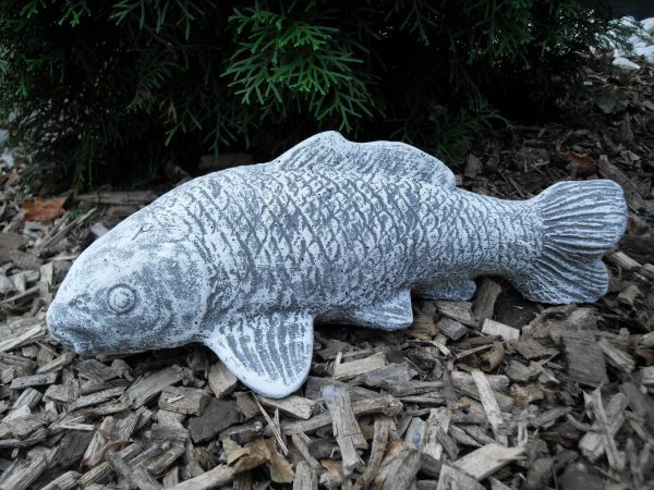 Steinfigur Koi (33cm) Frostfest Steinguss Teich Garten Fisch Deko