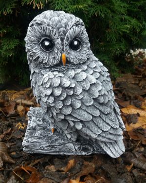Steinfigur schöne Eule Kautz Schneeeule Uhu Frostfest Steinguss Wetterfest Tier