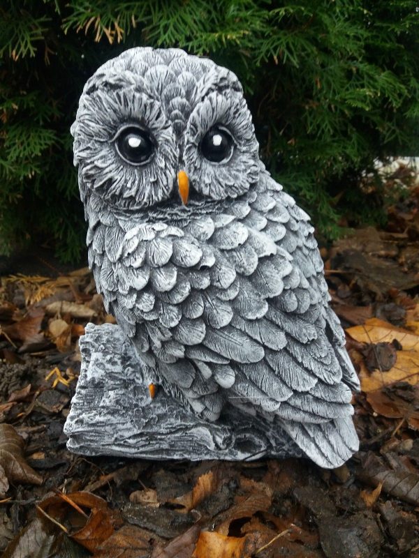 Steinfigur schöne Eule Kautz Schneeeule Uhu Frostfest Steinguss Wetterfest Tier