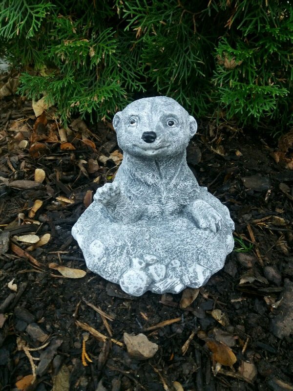 Steinfigur Erdmännchen im Hügel Steinguss Frostfest Garten Deko Wetterfest