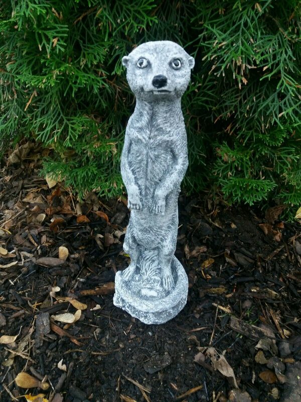Steinfigur Erdmännchen stehend 35cm Steinguss Frostfest Garten Deko Wetterfest