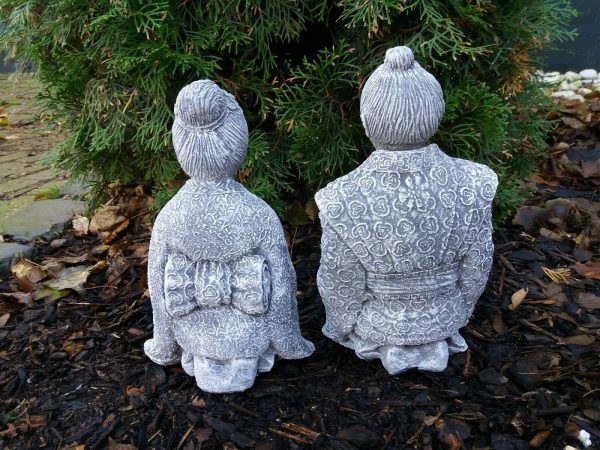 Steinfigur 2-er Set Samurai und Geisha Japan Buddha massiv Steinguss Frostfest – Bild 5