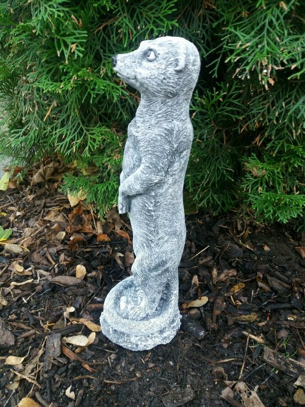 Steinfigur Erdmännchen stehend 35cm Steinguss Frostfest Garten Deko Wetterfest – Bild 3