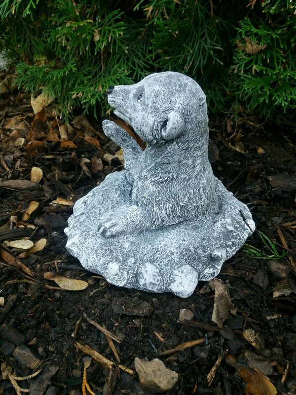 Steinfigur Erdmännchen im Hügel Steinguss Frostfest Garten Deko Wetterfest – Bild 4