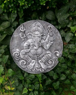 Ganesha Wandrelief rund aus massiven Steinguss Frostfest Wetterfest Garten