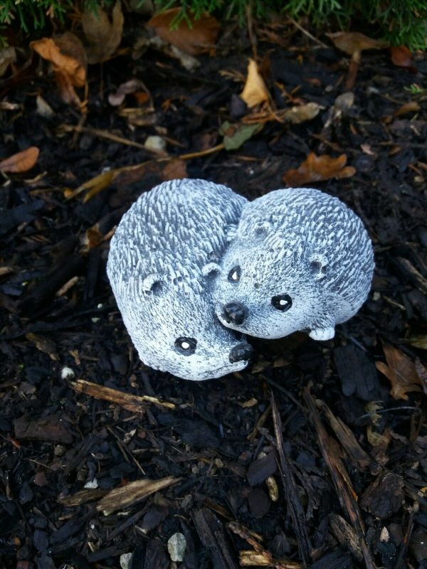 Steinfigur 2-er Igel Frostfest Wetterfest Steinguss Garten Deko – Bild 3