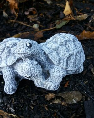 Steinfigur 2-er Schildkröte Frostfest Steinguss Wetterfest Deko Garten Tier