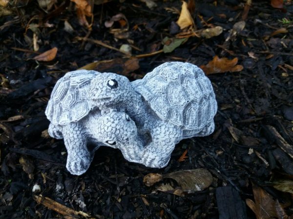 Steinfigur 2-er Schildkröte Frostfest Steinguss Wetterfest Deko Garten Tier