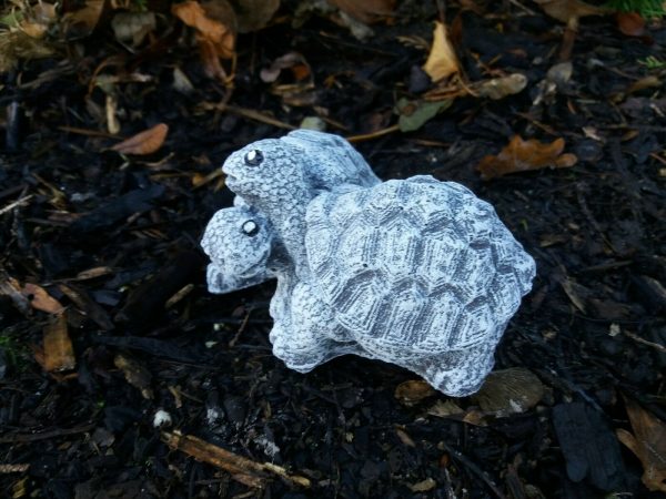 Steinfigur 2-er Schildkröte Frostfest Steinguss Wetterfest Deko Garten Tier – Bild 3
