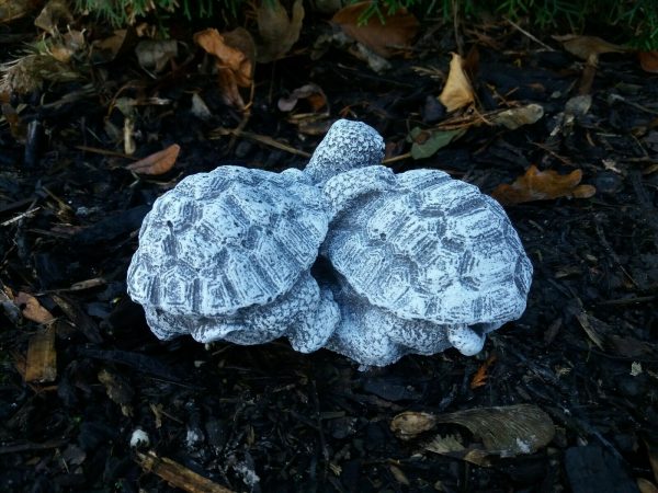 Steinfigur 2-er Schildkröte Frostfest Steinguss Wetterfest Deko Garten Tier – Bild 4