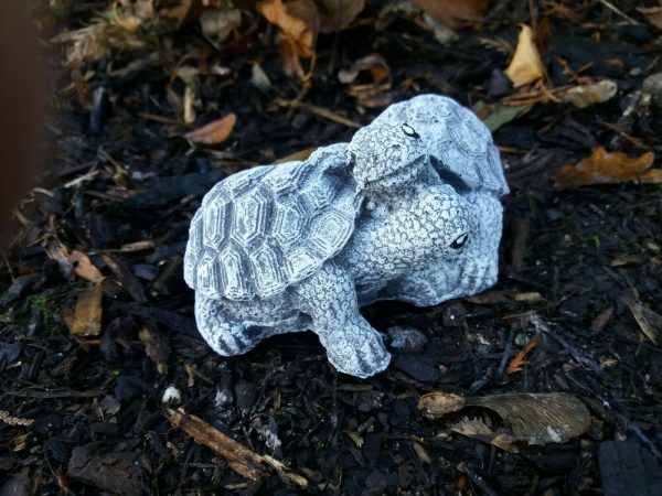 Steinfigur 2-er Schildkröte Frostfest Steinguss Wetterfest Deko Garten Tier – Bild 5