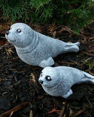 Steinfigur 2-er Set Robbe Heuler Frostfest Steinguss Wetterfest Garten