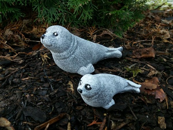 Steinfigur 2-er Set Robbe Heuler Frostfest Steinguss Wetterfest Garten