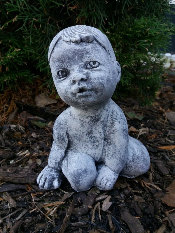 Steinfigur Junge sitzend Frostfest Steinguss Wetterfest Garten Deko