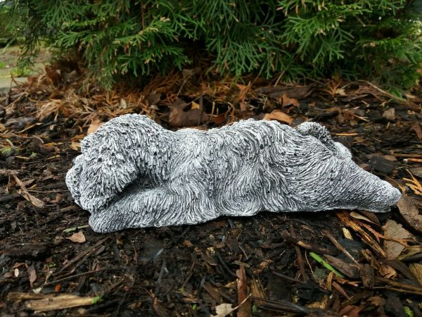 Steinfigur Hund Shih Tzu / Malteser liegend Frostfest Wetterfest Steinguss – Bild 4