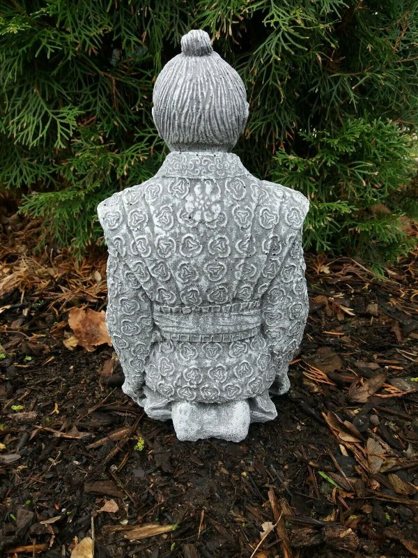 Steinfigur Samurai Japan Buddha massiver Steinguss Frostfest – Bild 4