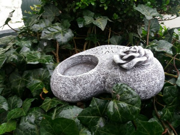 Grabschmuck Herz "Wir vermissen Dich" Kerzenhalter Pflanzherz Frostfrei Steinguss – Bild 5