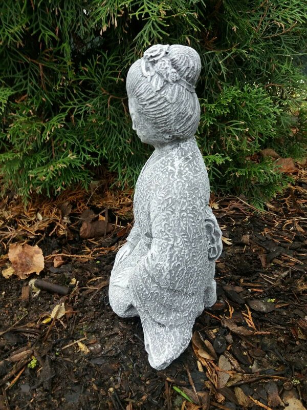 Steinfigur Geisha Japan Buddha massiver Steinguss Frostfest – Bild 3