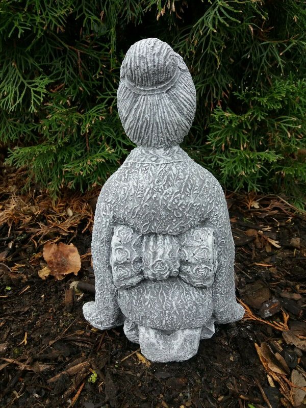 Steinfigur Geisha Japan Buddha massiver Steinguss Frostfest – Bild 4