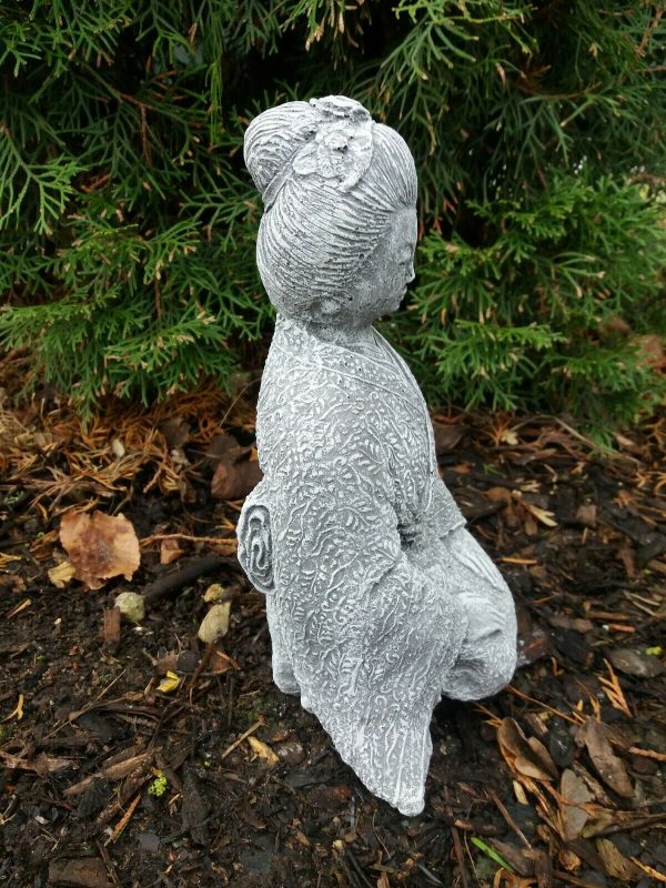 Steinfigur Geisha Japan Buddha massiver Steinguss Frostfest – Bild 5