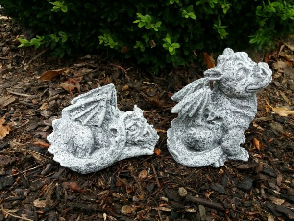 Steinfigur 2-er Set Drachen Sam Frostfest Steinguss Garten Deko Gargoyle – Bild 3