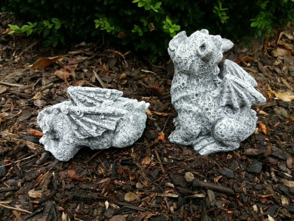 Steinfigur 2-er Set Drachen Sam Frostfest Steinguss Garten Deko Gargoyle – Bild 5