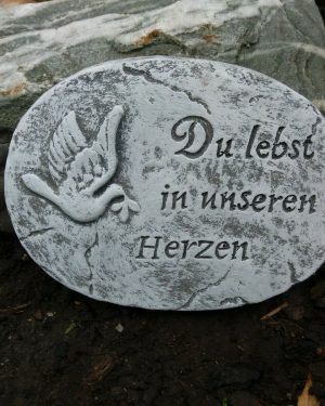 Grabschmuck große Grabplatte "Du lebst in unseren Herzen " Steinguss Grab