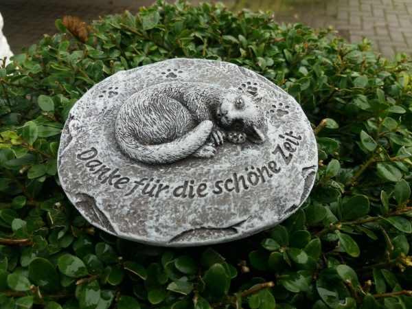 Grabschmuck (Platte) Katze "Danke für die schöne Zeit" Frostfest Tiergrab – Bild 3