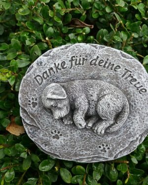 Grabschmuck (Platte) Hund "Danke für deine Treue" Frostfest Steinguss Tiergrab