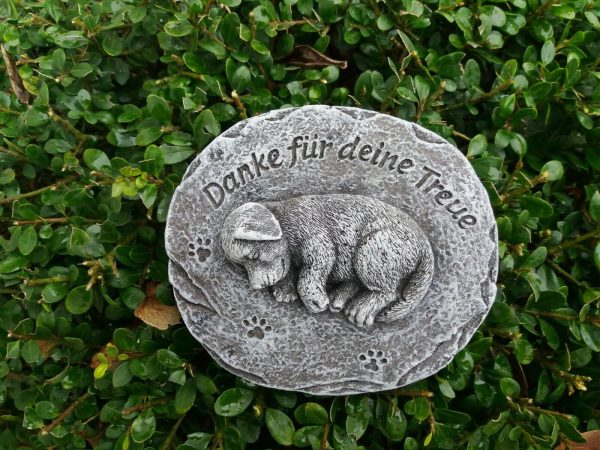 Grabschmuck (Platte) Hund "Danke für deine Treue" Frostfest Steinguss Tiergrab